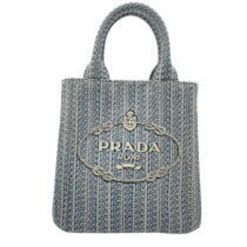 Prada Logo Embroidered bag Ricamo Tote Gray Jacquard